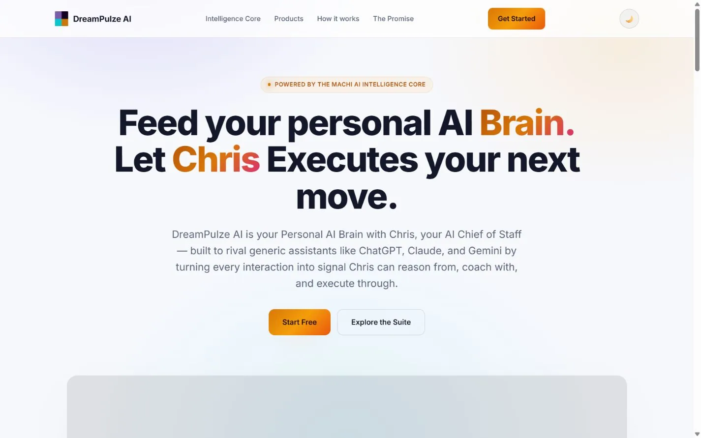DreamPulze AI public website preview