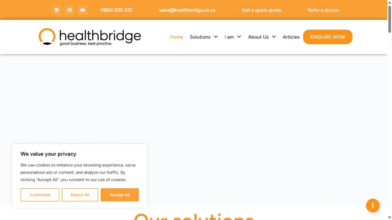 HealthBridge public homepage preview