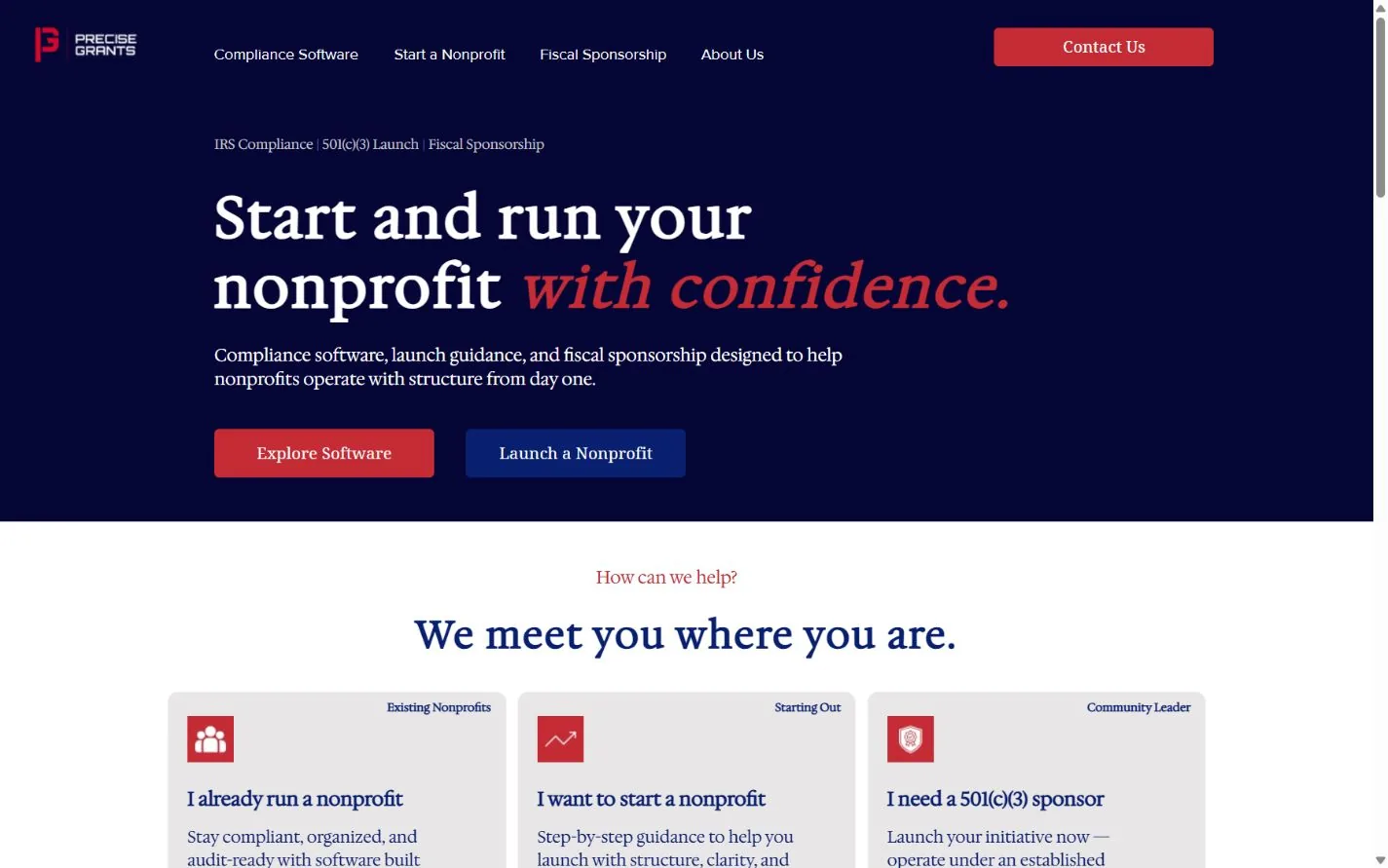 Precise Grants public website preview