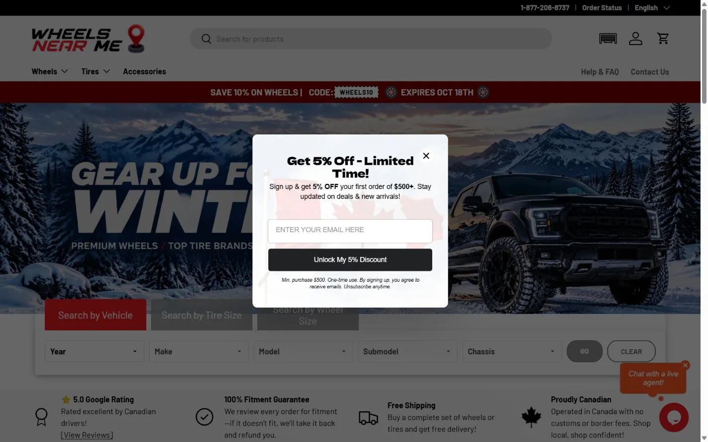 Wheels Near Me public homepage preview